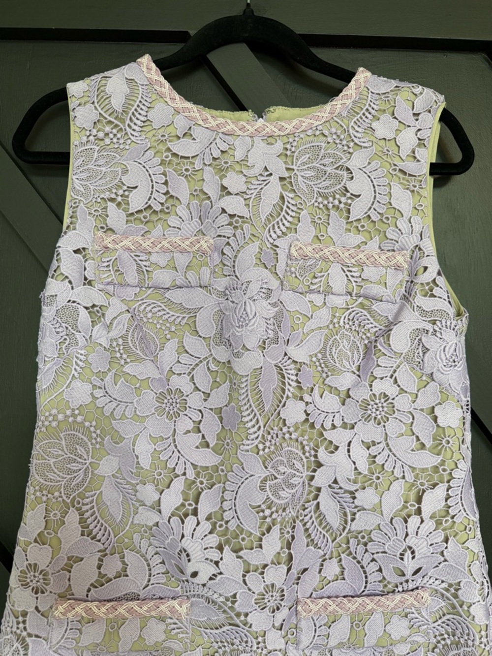 NWT MILLY 3D Garden Lace Sleeveless Mini Dress in Lilac, Size 6 - Picture 7 of 13